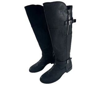 Guess Black Leather Tall Riding Boots‎ Womens Sz 6.5 M Equestrian Moto